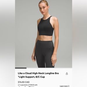 Lululemon like a loud high-neck longline bra